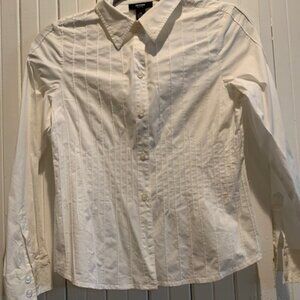 Alfani white button down shirt, with pintucking detail, petite